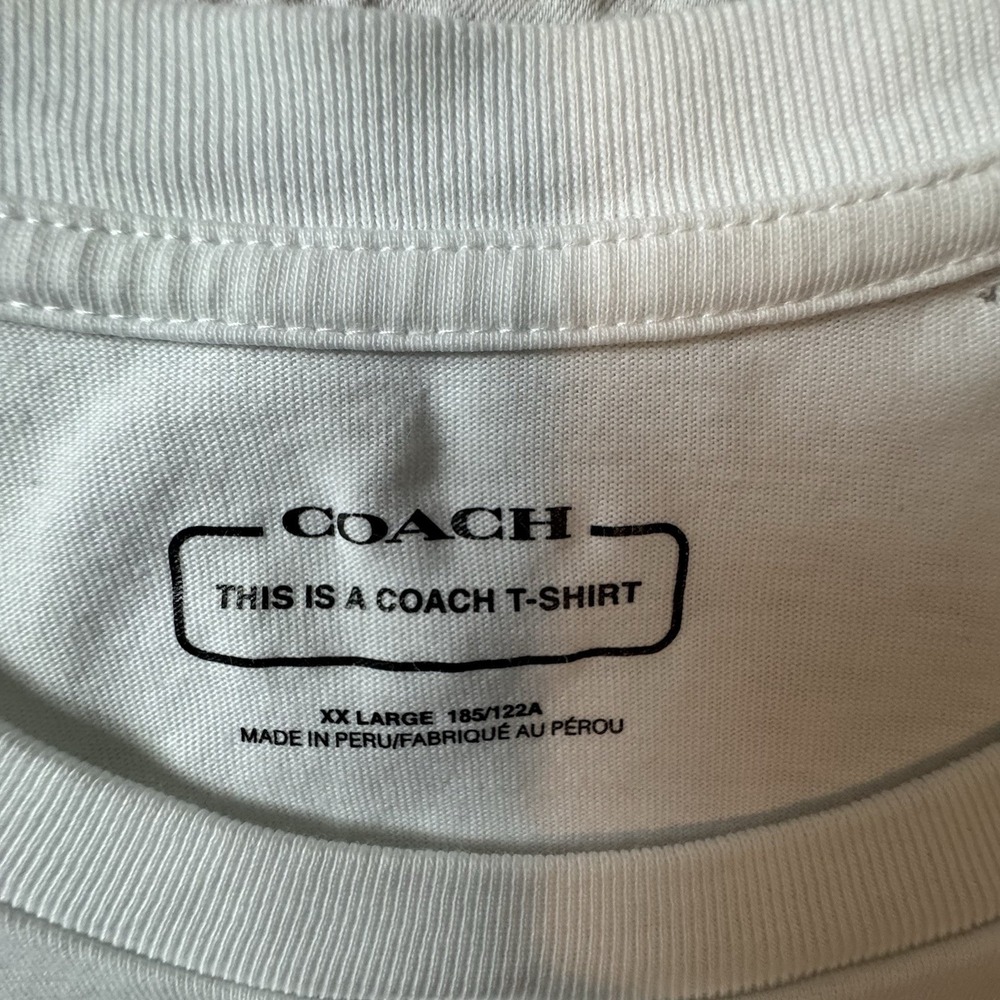 Coach Men's T-Shirt 2XL White Signature Logo Short Sleeve 100% Cotton - Picture 6 of 13